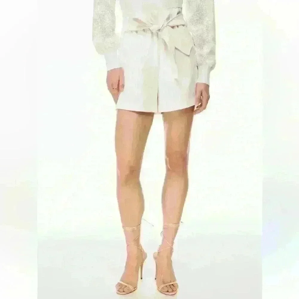 NWOT ARITZIA WILFRED PAPER BAG HIGH WAIST SHORT SIZE 4 GREY TAUPE - Picture 3 of 8